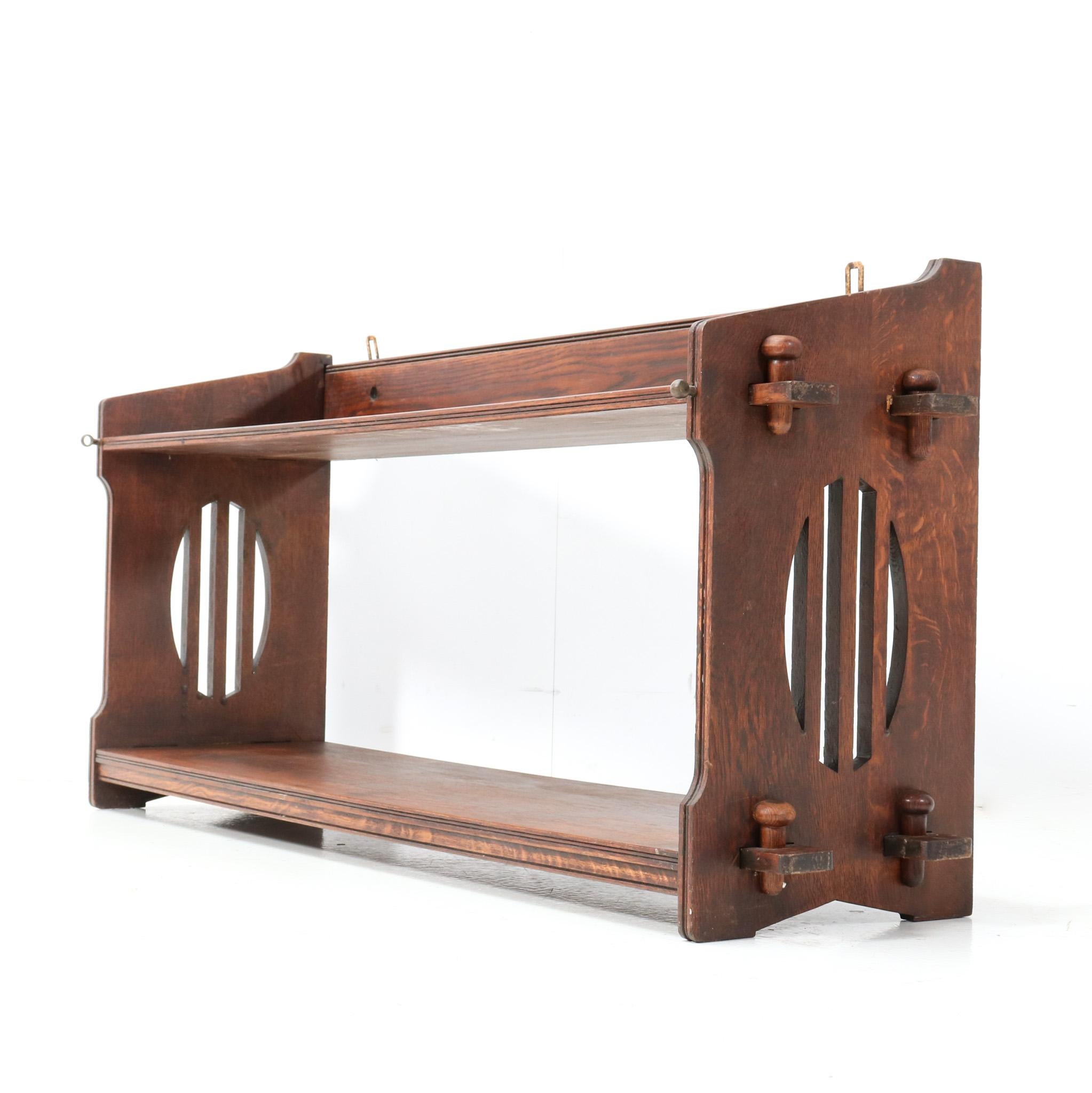 French Oak Arts & Crafts Art Nouveau Magazine Rack or Book Rack by Aug. Zeiss & Cie. For Sale