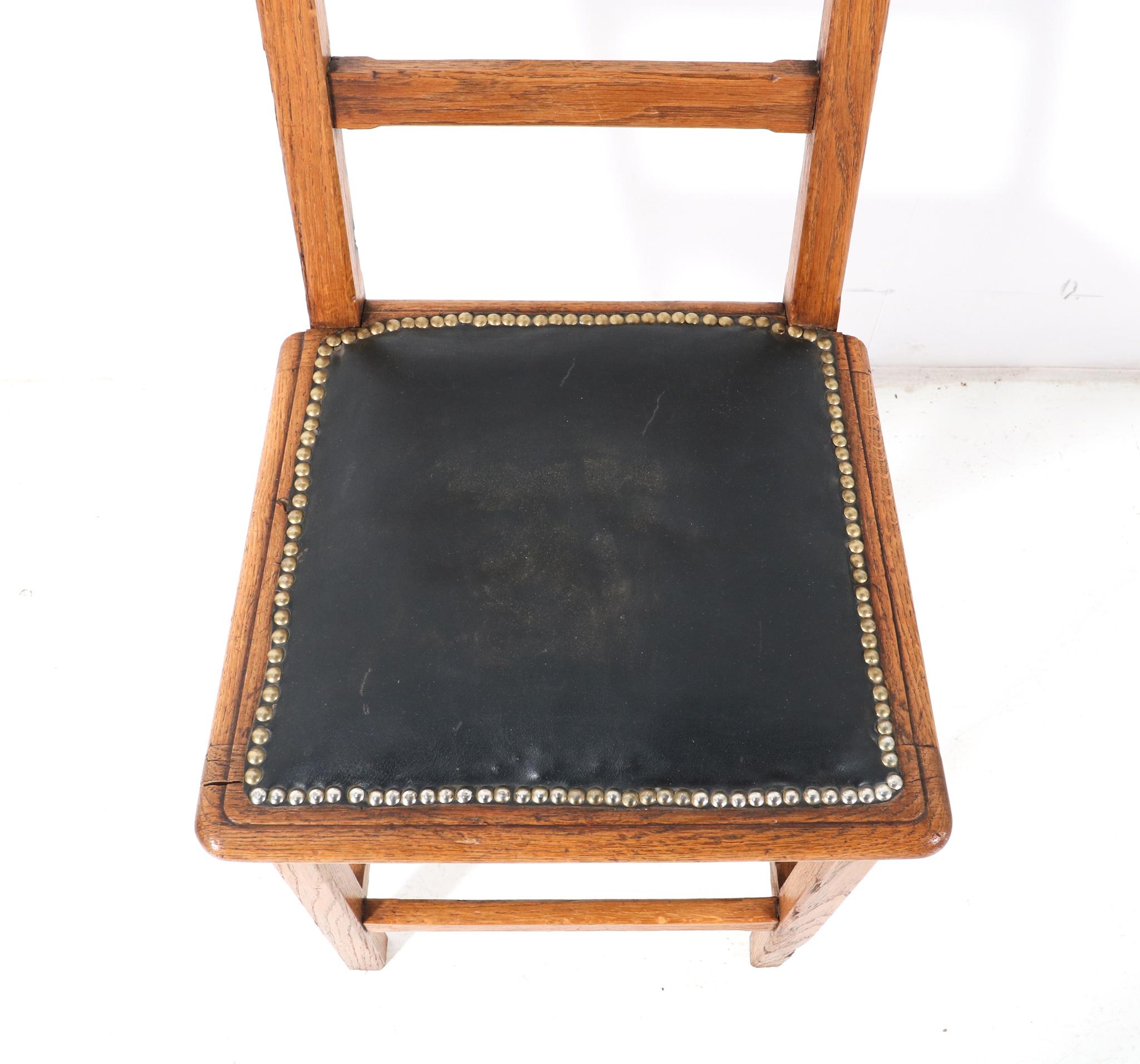 Oak Arts & Crafts Art Nouveau Side Chair by Hendrik Petrus Berlage, 1900s For Sale 1