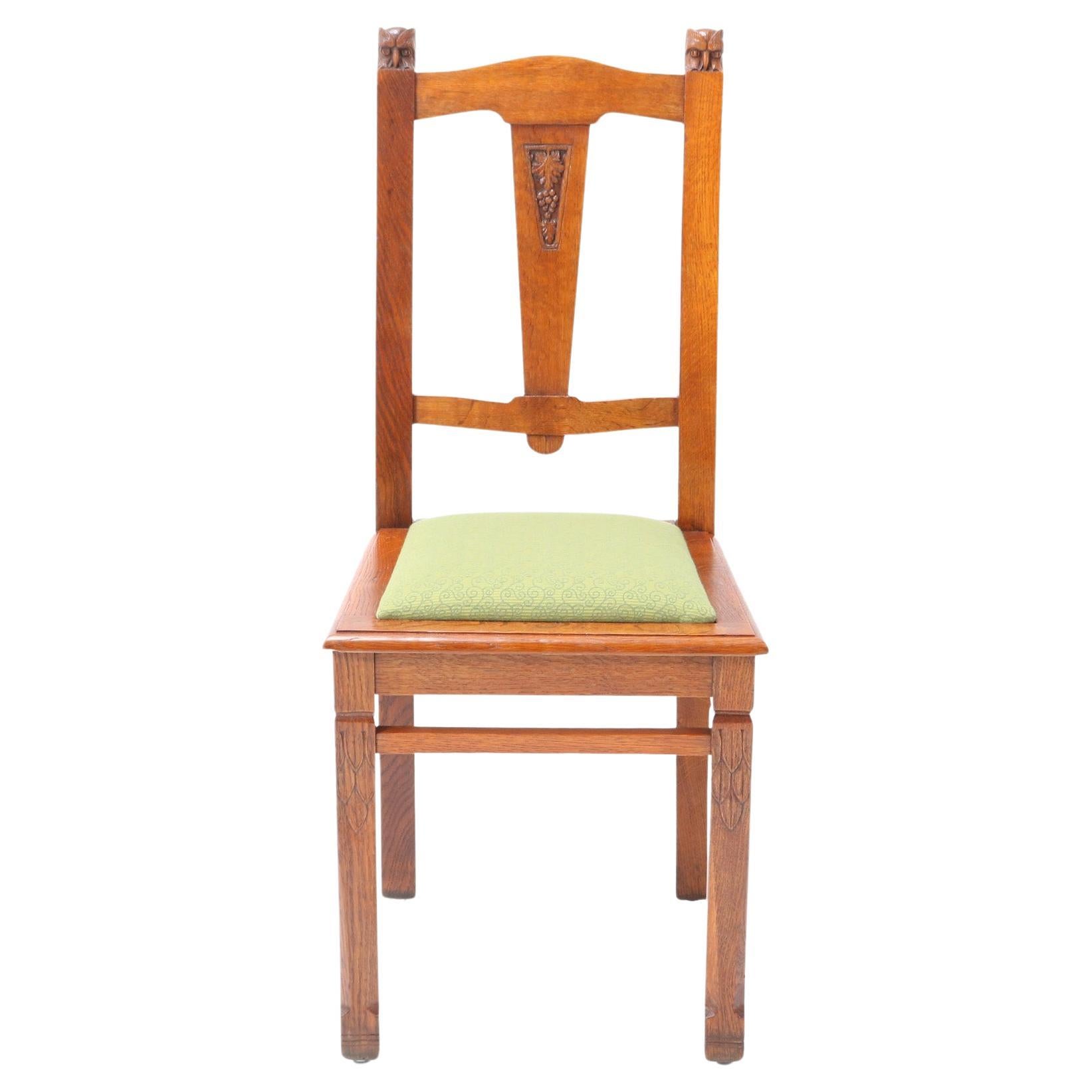 Oak Arts & Crafts Art Nouveau Side Chair by Kobus de Graaff, 1900s For Sale