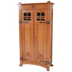 Oak Arts & Crafts Art Nouveau Wardrobe by Willem Penaat for H.P. Mutters, 1900s