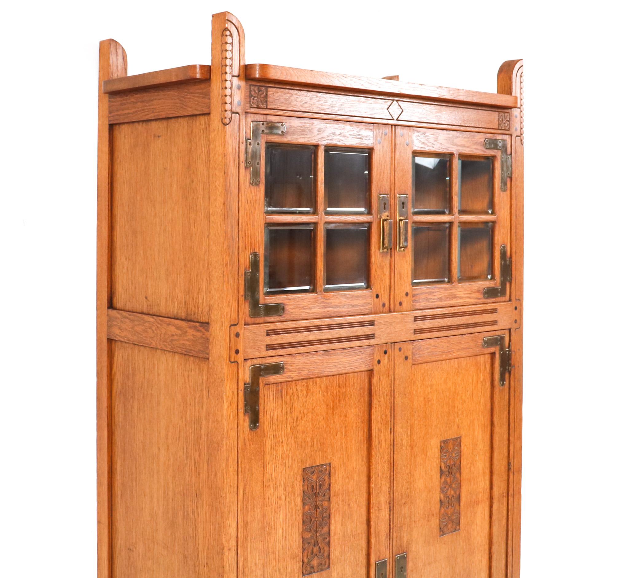 Beveled Oak Arts & Crafts Bookcase by Willem Penaat for Fa. Haag & Zn  Amsterdam, 1897 For Sale