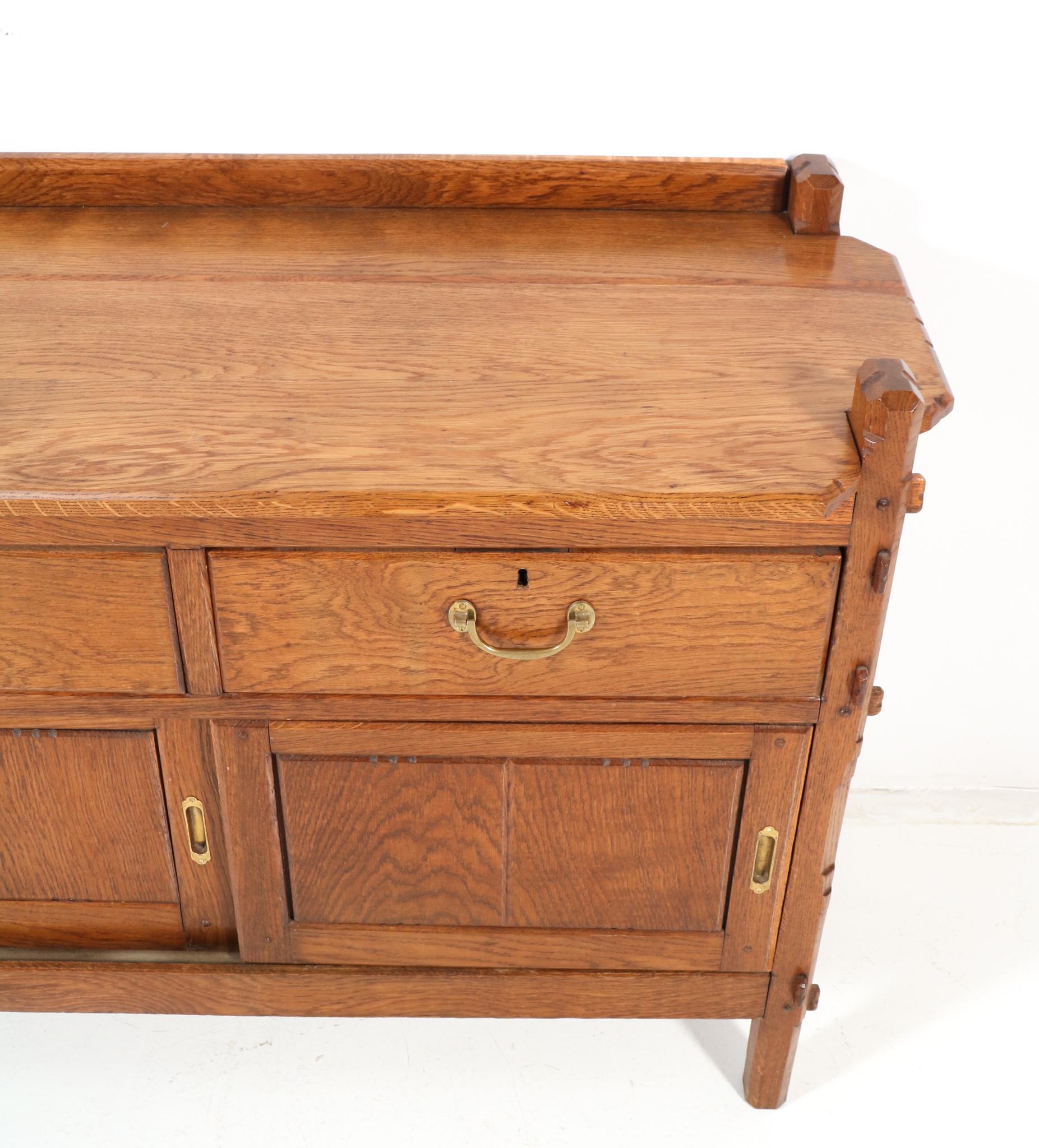 Oak Arts & Crafts Credenza or Sideboard by Alexander J. Kropholler, 1900s For Sale 7