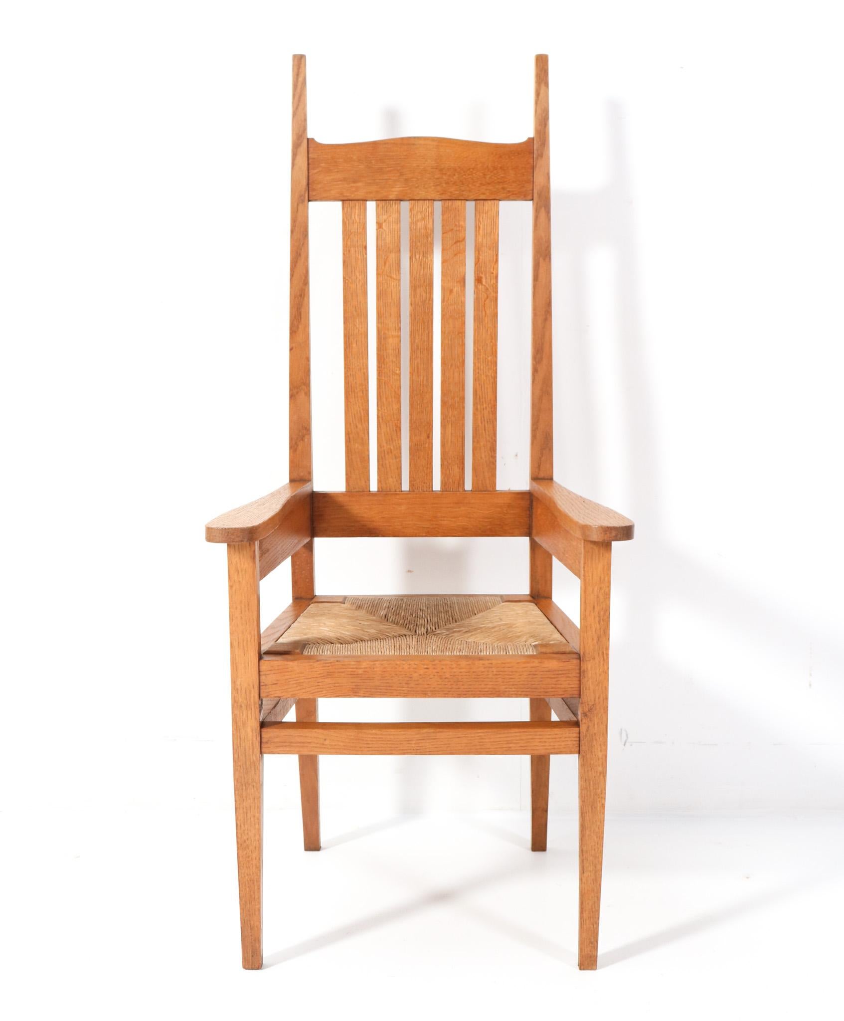 Arts and Crafts Oak Arts & Crafts Ladies High-Back Armchair by Charles F.A. Voysey, 1900s