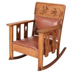 Vintage Oak Arts & Crafts Mission Rocking Chair, 1900s