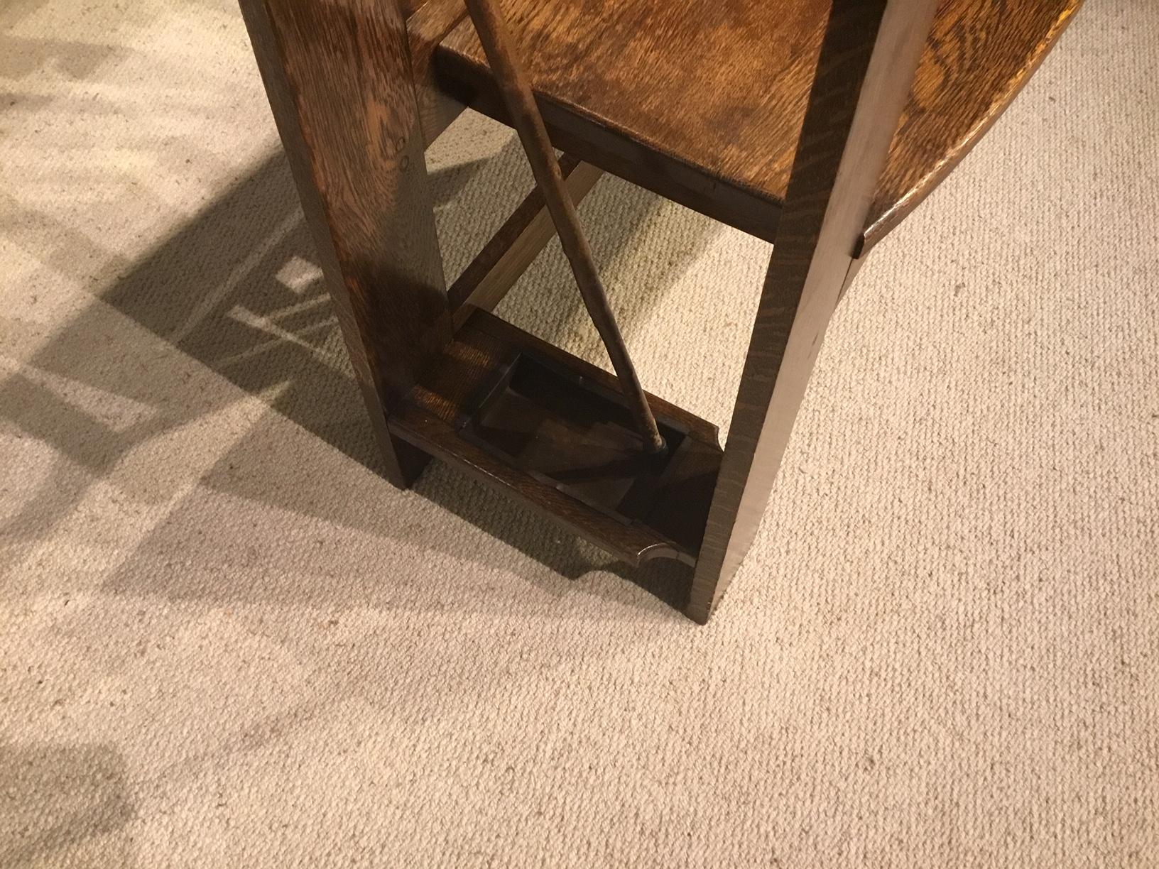 Oak Arts & Crafts Period Hall Bench/Umbrella Stick Stand 1