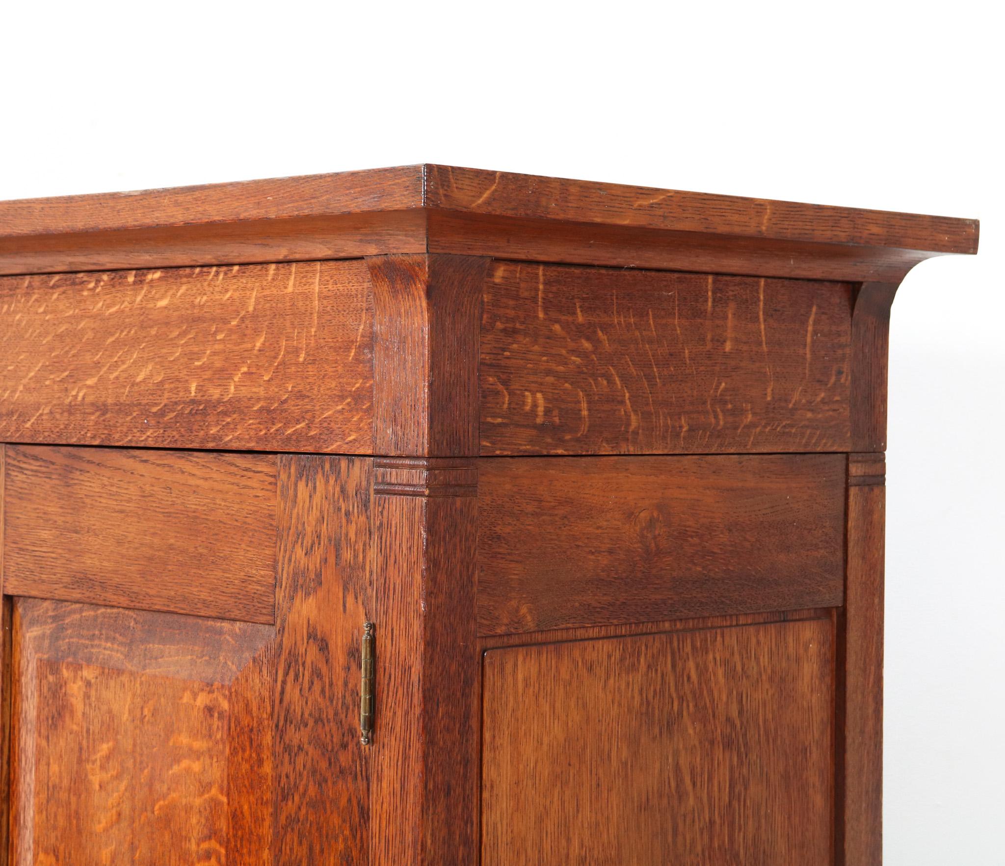 Oak Arts & Crafts Rationalist Armoire or Wardrobe by Willem Penaat, 1900s 3
