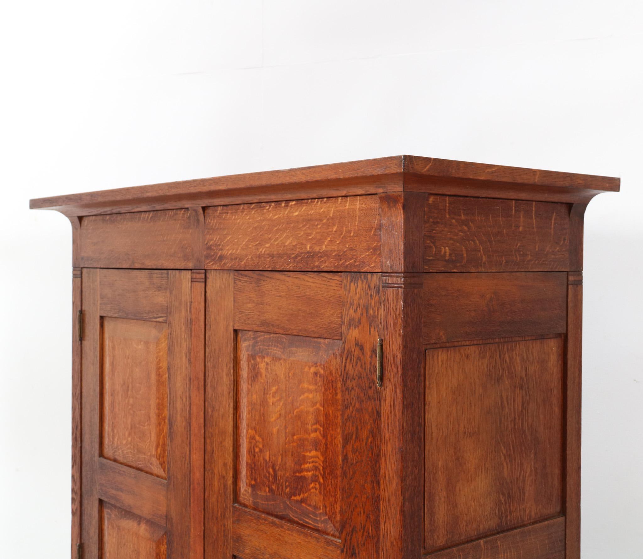 Oak Arts & Crafts Rationalist Armoire or Wardrobe by Willem Penaat, 1900s For Sale 2