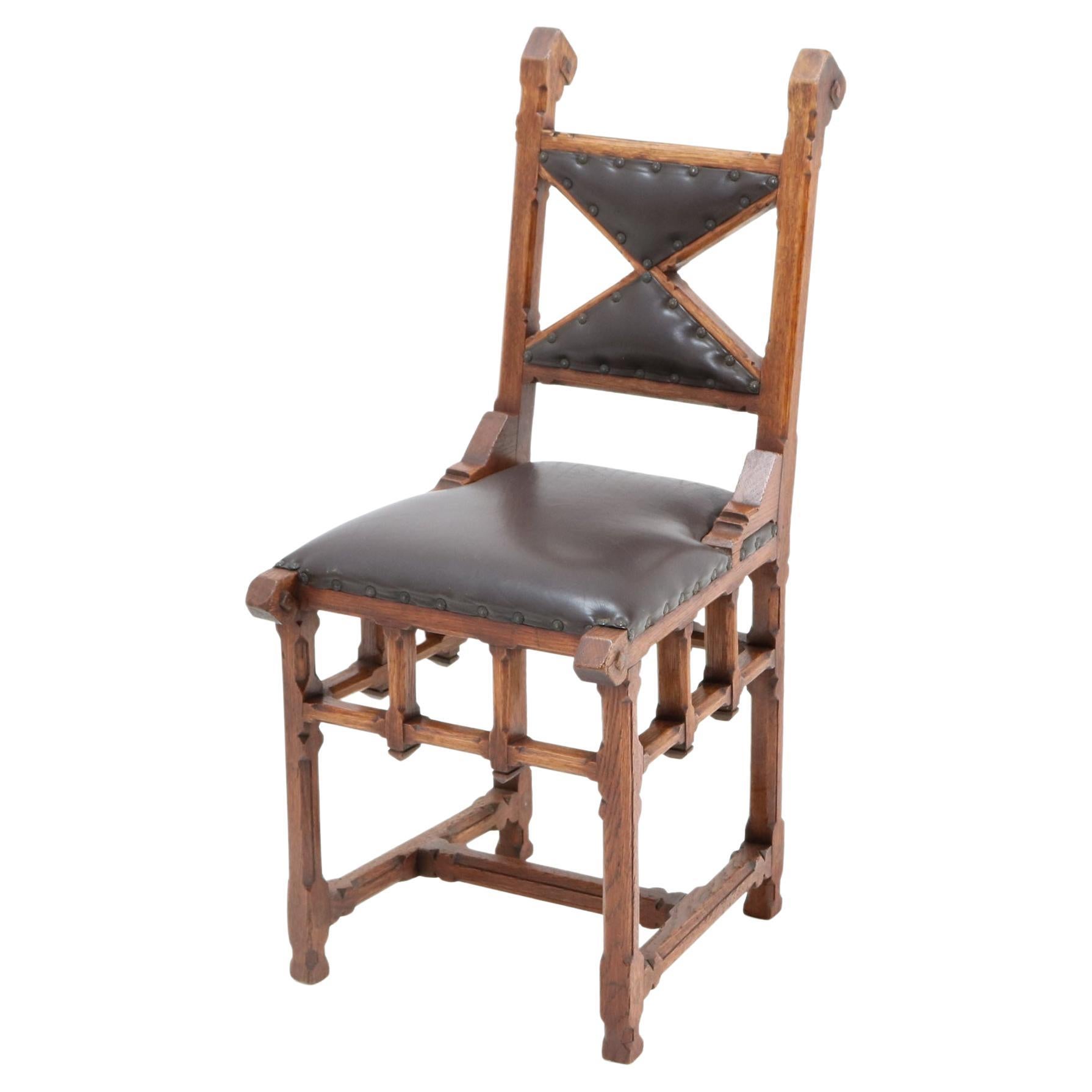 Oak Arts & Crafts Side Chair Attributed to Pierre Cuypers, 1890s