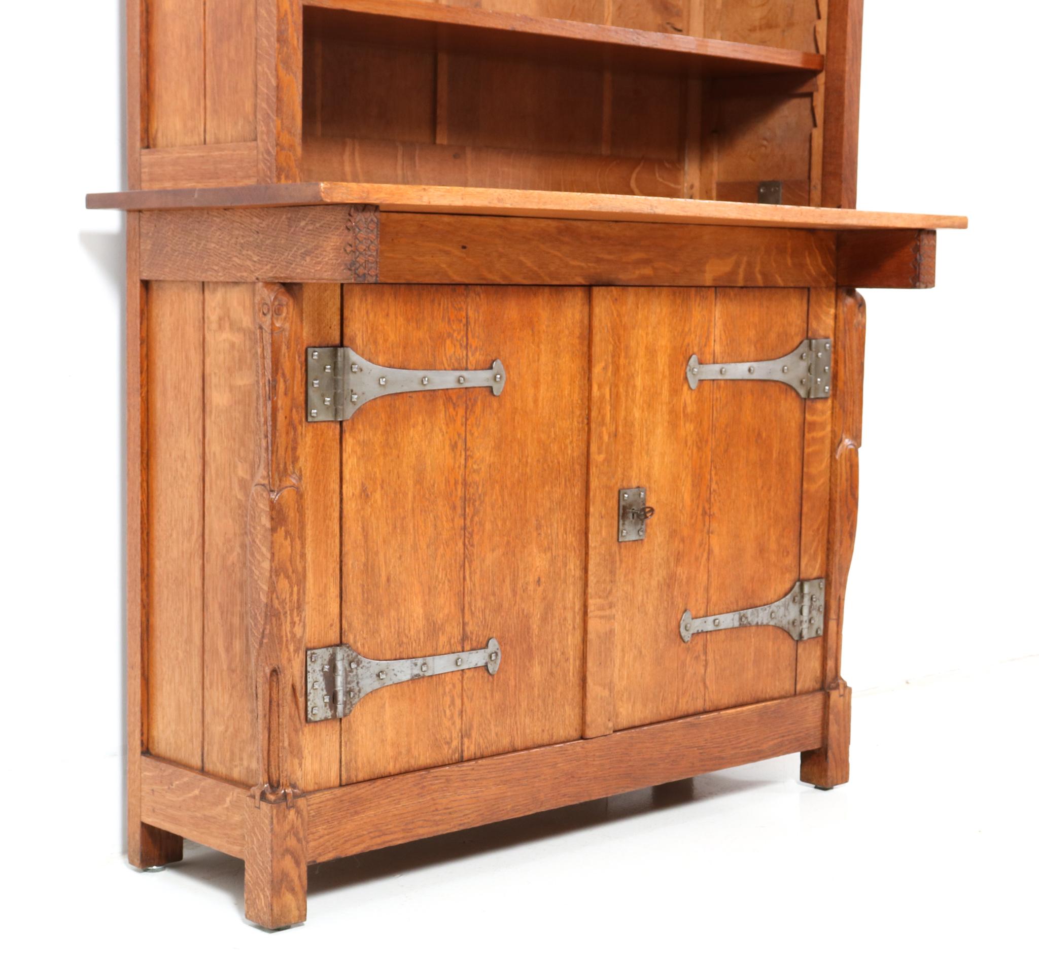 Oak Arts & Crafts Two-Piece Bookcase by Alexander J. Kropholler, 1890s For Sale 2