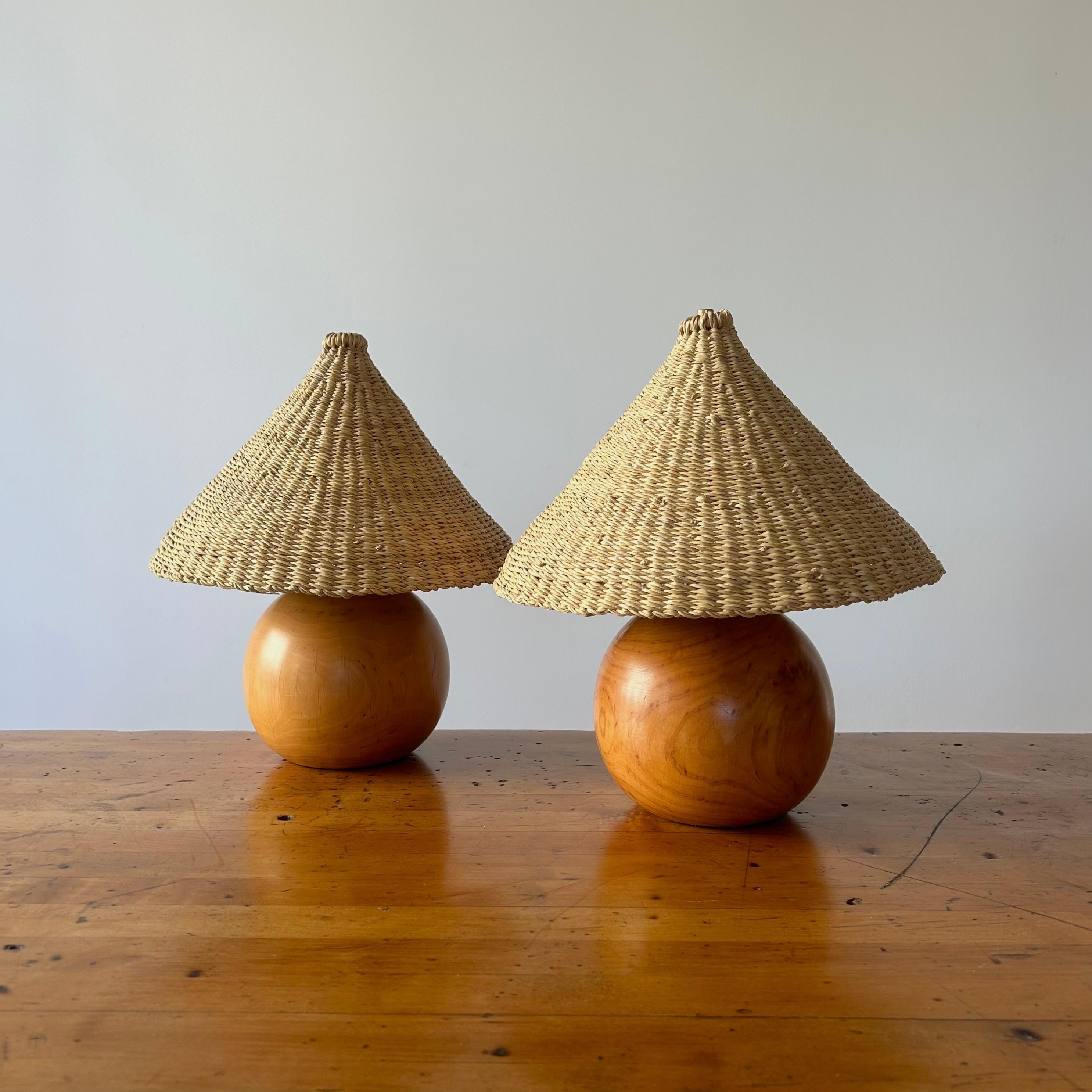Late 20th Century Oak Ball Lamp For Sale
