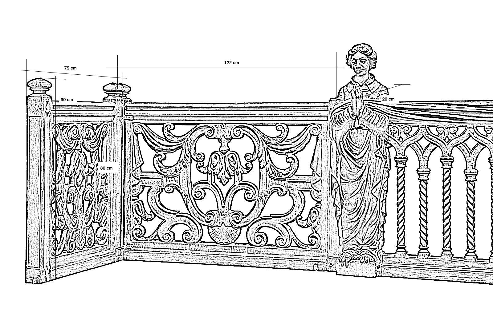 Oak Balustrade Neogothic Style, 19th Century For Sale 5