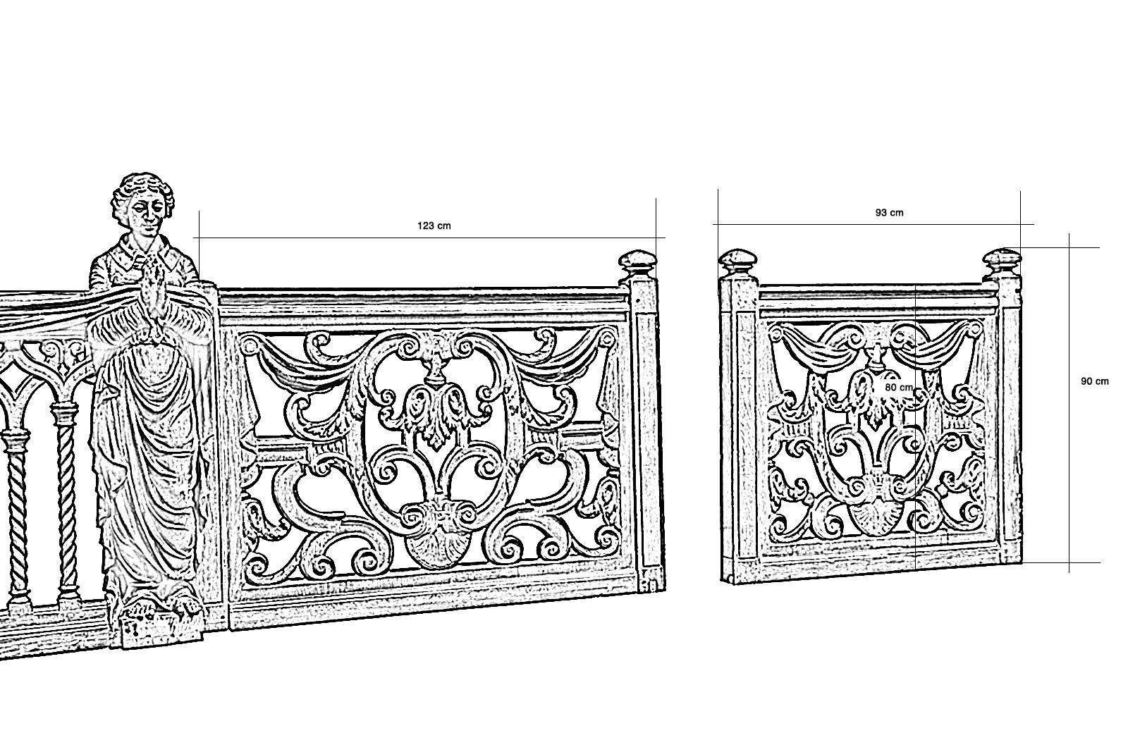 Oak Balustrade Neogothic Style, 19th Century For Sale 6