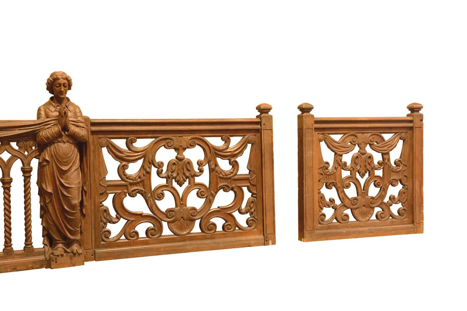 Gothic Revival Oak Balustrade Neogothic Style, 19th Century For Sale