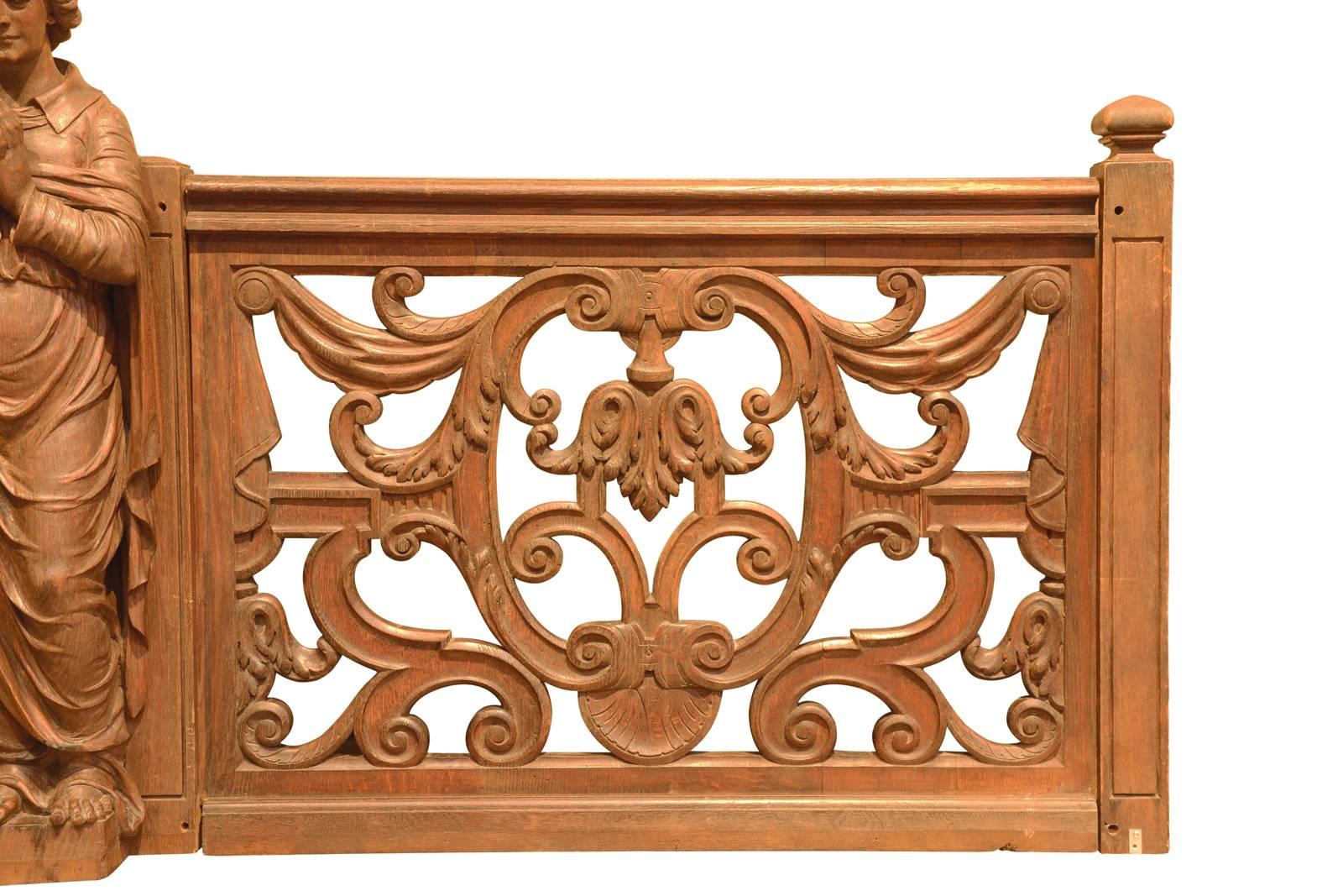 French Oak Balustrade Neogothic Style, 19th Century For Sale