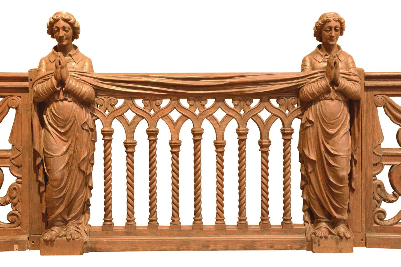 Oak Balustrade Neogothic Style, 19th Century For Sale 2