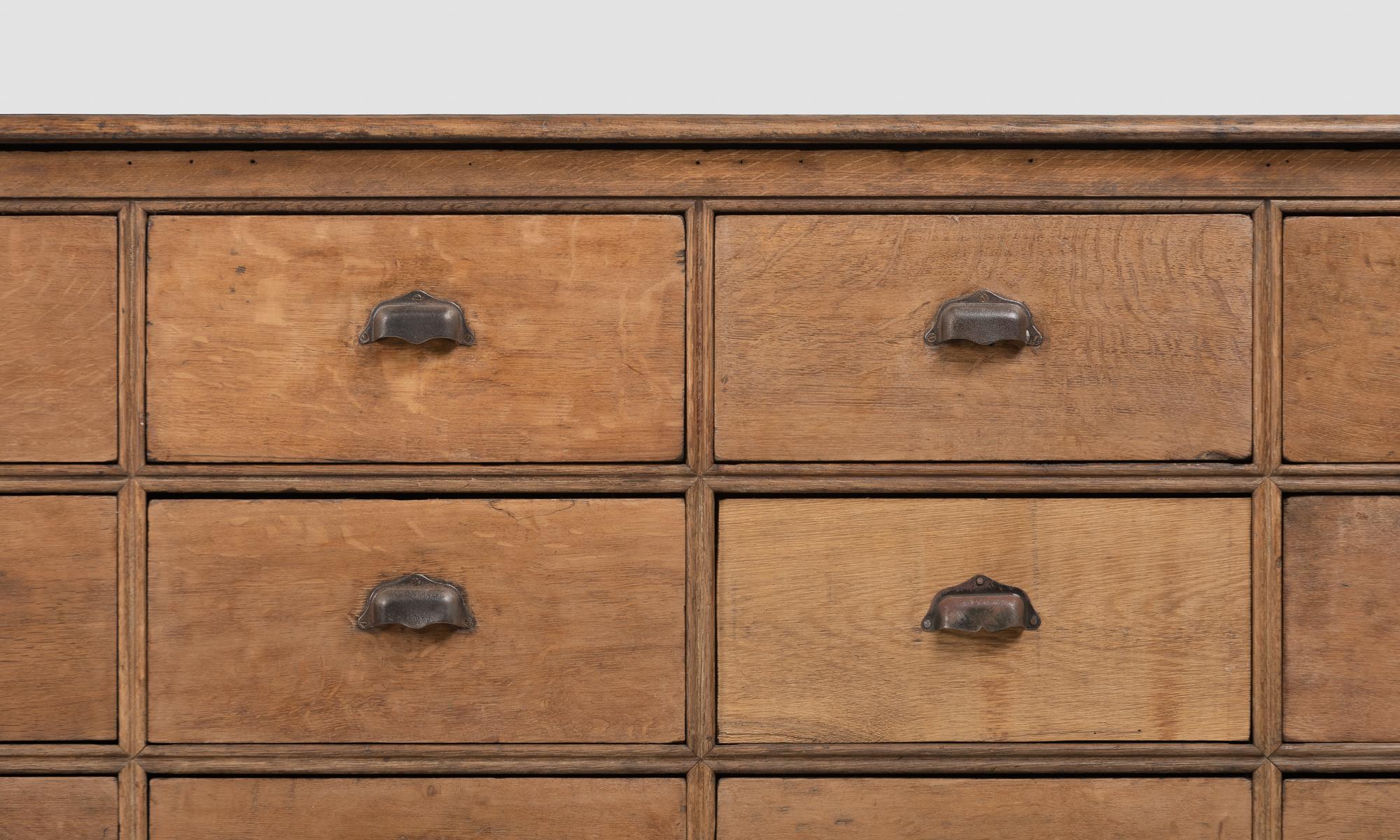 English Oak Bank of Drawers, England, circa 1900