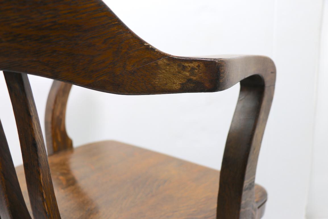 20th Century Oak Bank of England Swivel Office Chair