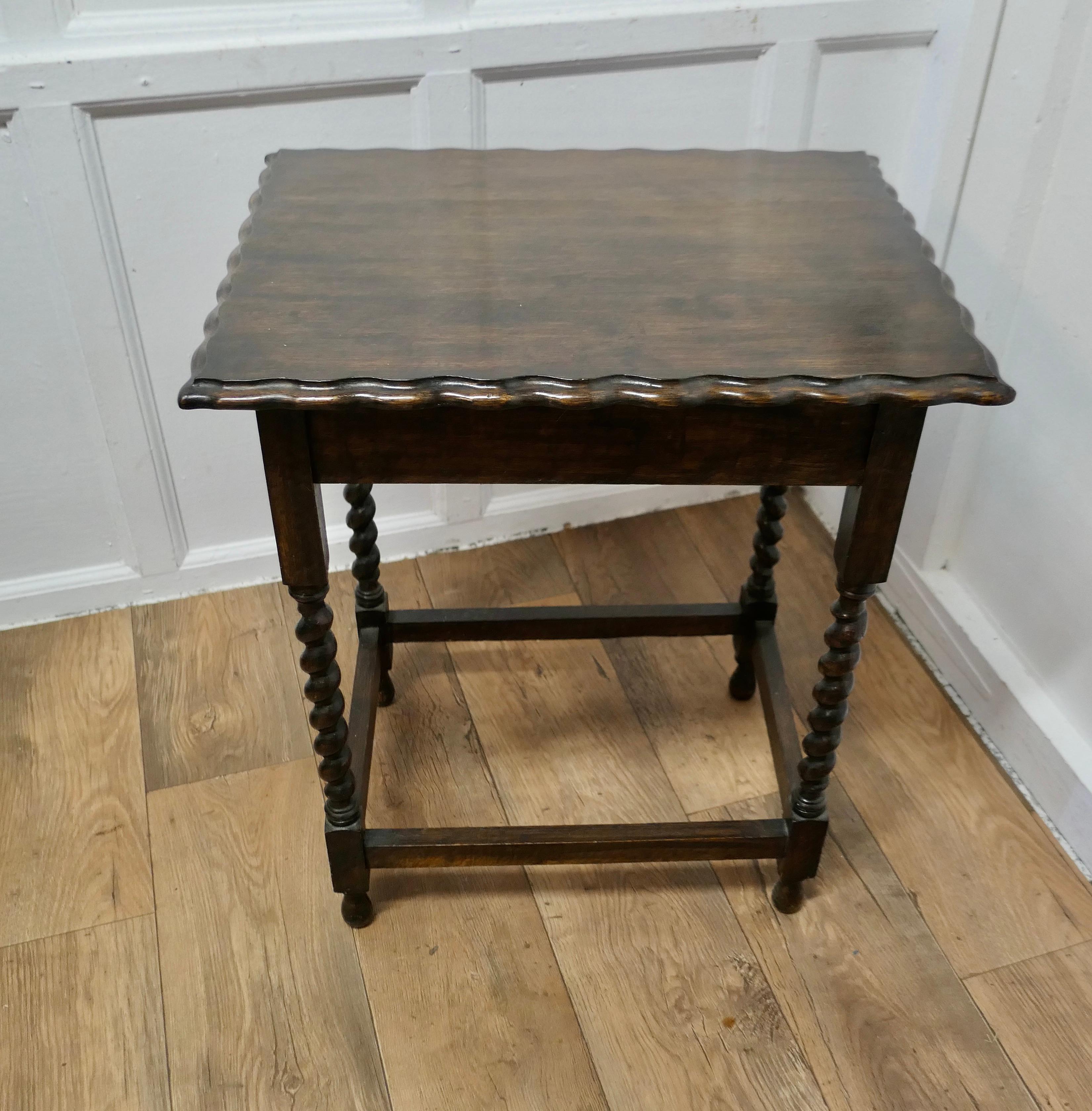 Arts and Crafts Oak Barley Twist Occasional Canteen Table     For Sale