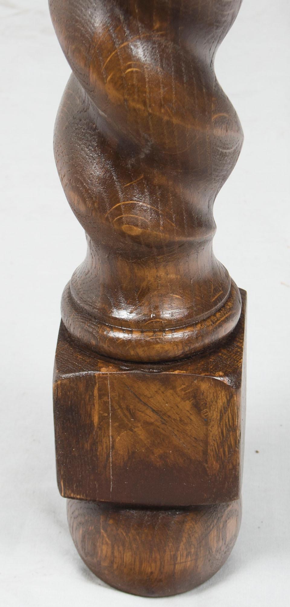 English Oak Barley Twist Pull Out Extending Pub Dining Kitchen Game Table For Sale
