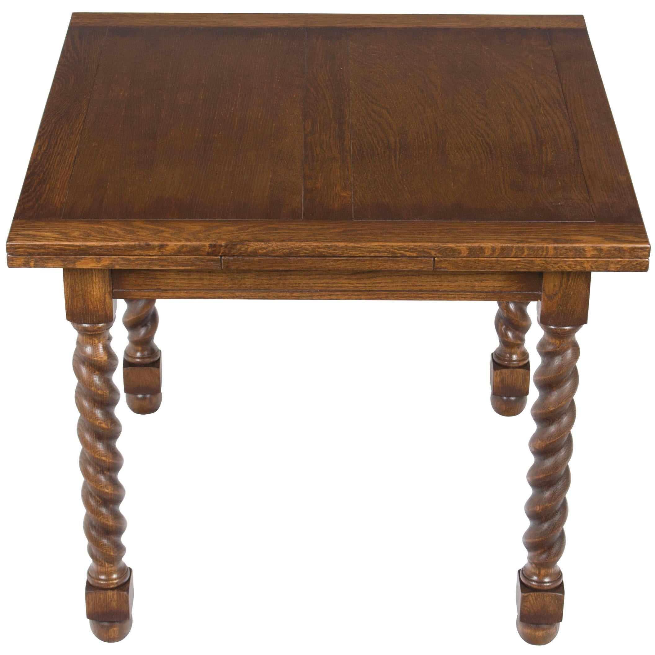 Oak Barley Twist Pull Out Extending Pub Dining Kitchen Game Table For Sale