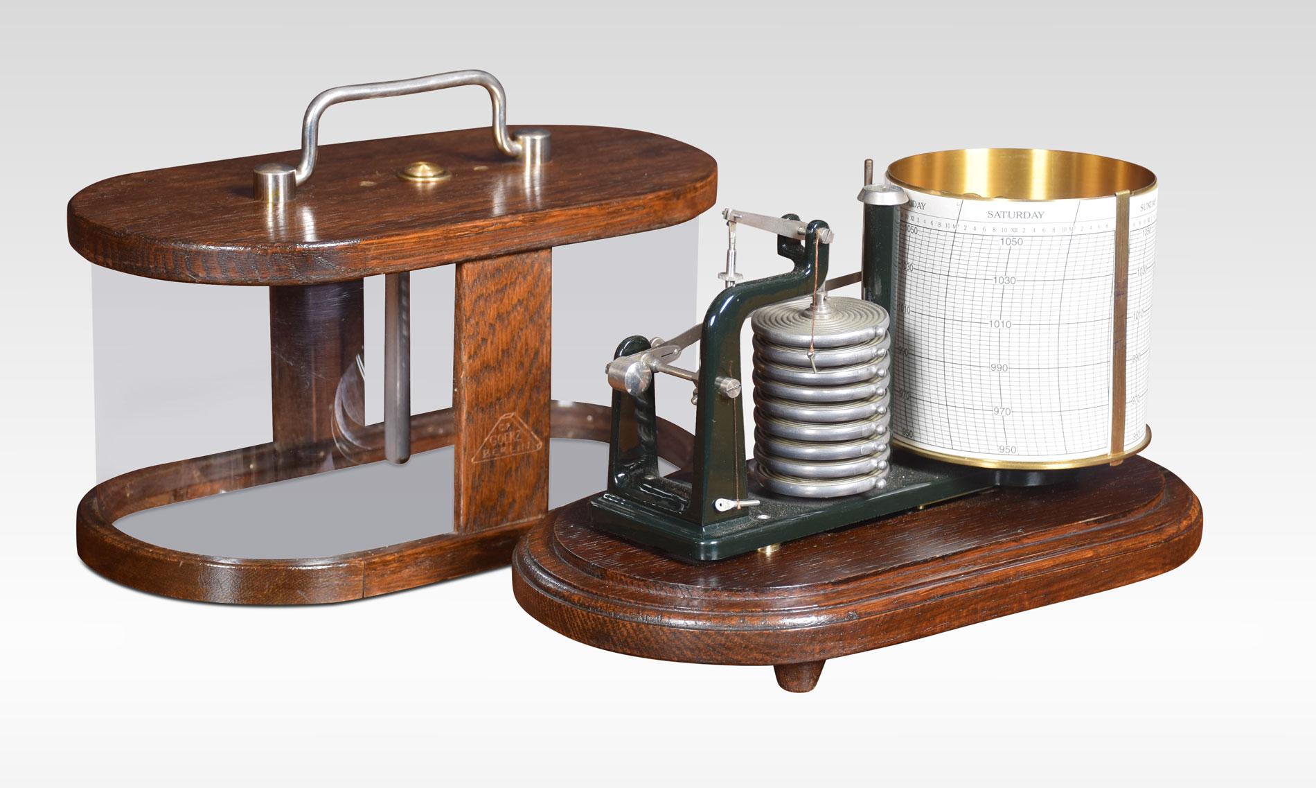 German Oak Barograph by C P Goerz For Sale