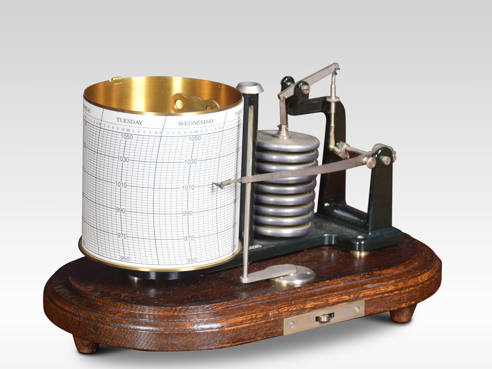 Oak Barograph by C P Goerz In Good Condition For Sale In Cheshire, GB