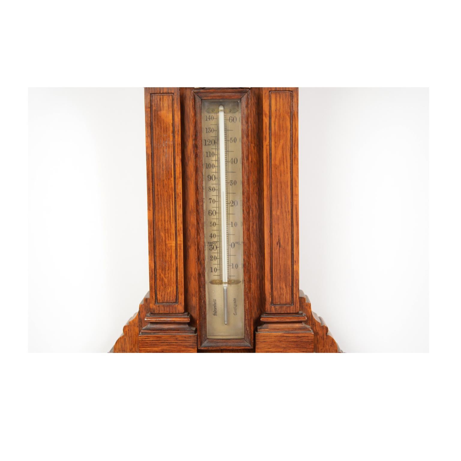 1900 Antique Oak Barometer Richly Carved, Antique Weather  Forecast Instrument  6