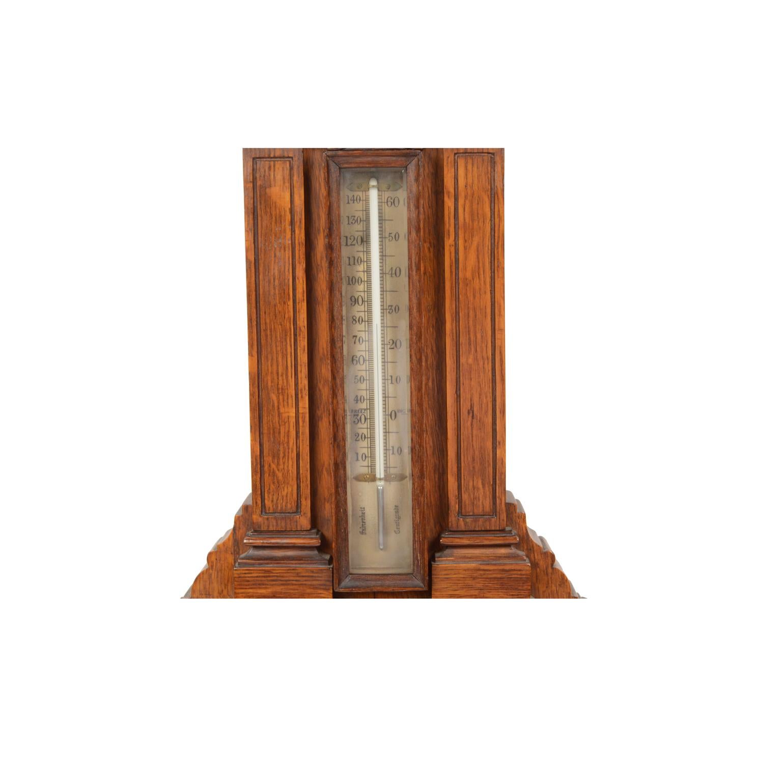 1900 Antique Oak Barometer Richly Carved, Antique Weather  Forecast Instrument  8