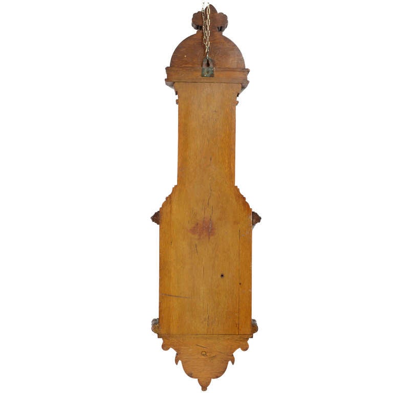 1900 Antique Oak Barometer Richly Carved, Antique Weather  Forecast Instrument  2