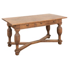 Oak Baroque Library Table, Denmark circa 1880