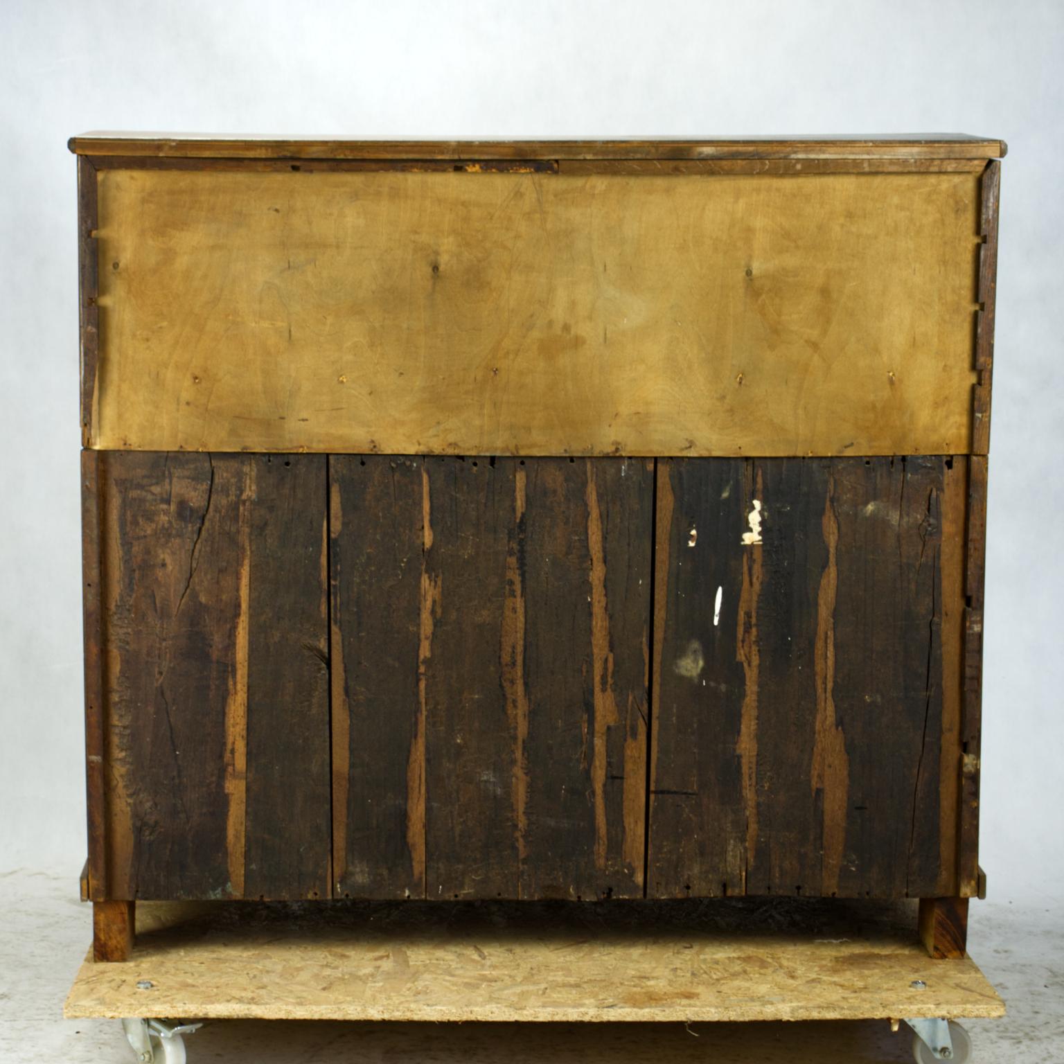 Oak Baroque Serpentine Writing Chest Bureau, circa 1800 5