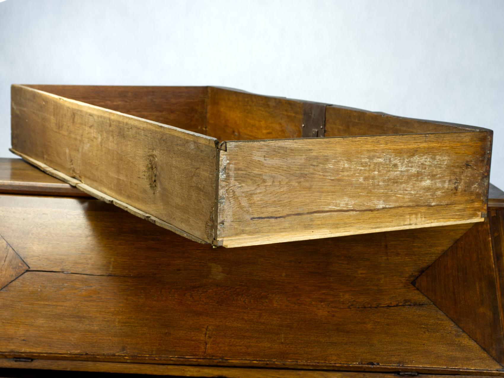 18th Century Oak Baroque Serpentine Writing Chest Bureau, circa 1800