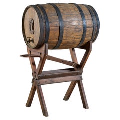 Vintage Oak Barrel Bar with Stand and Mechanicals