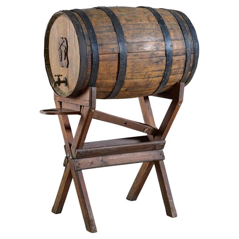 Oak Barrel Bar with Stand and Mechanicals For Sale at 1stDibs