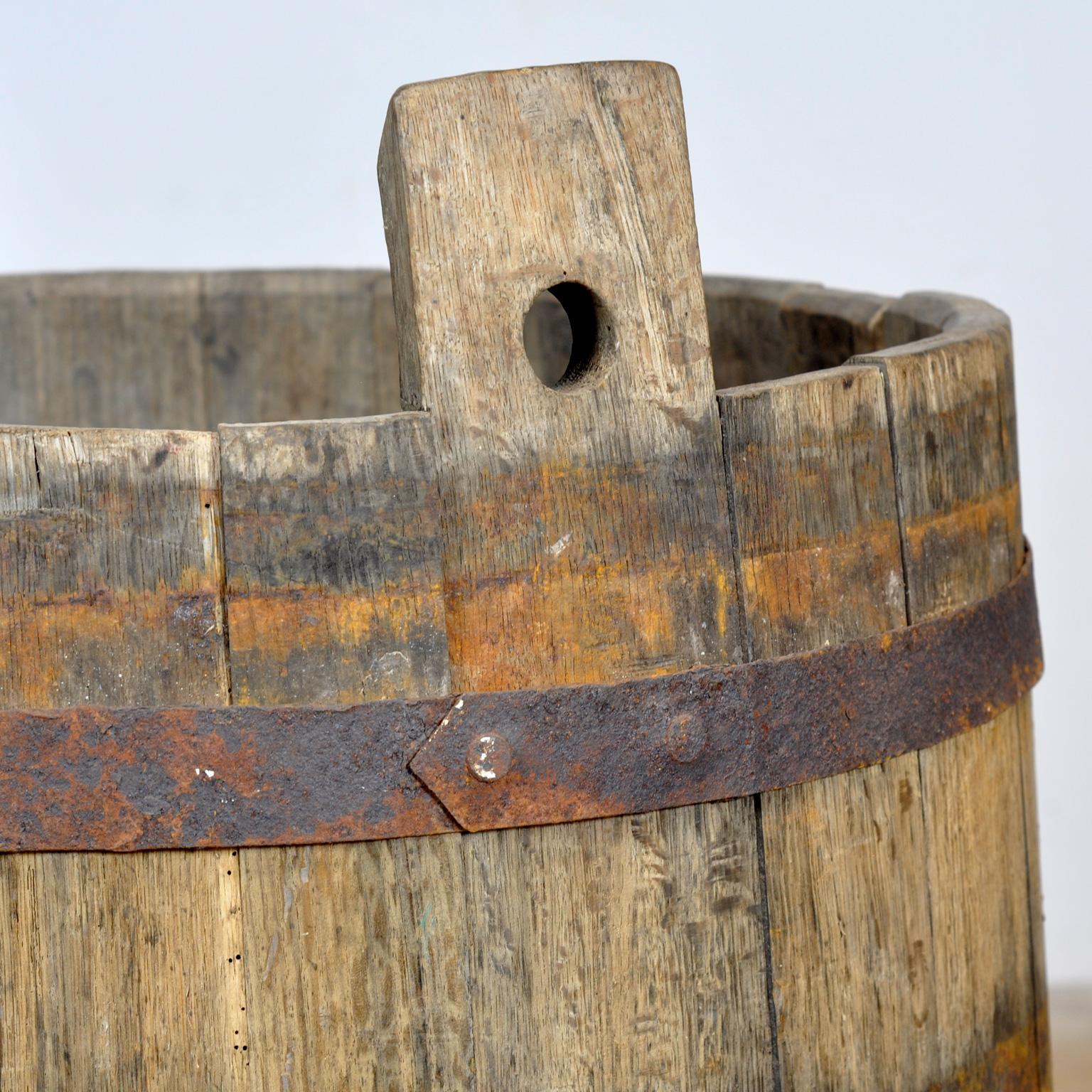 Industrial Oak barrel/planter, circa 1920 For Sale