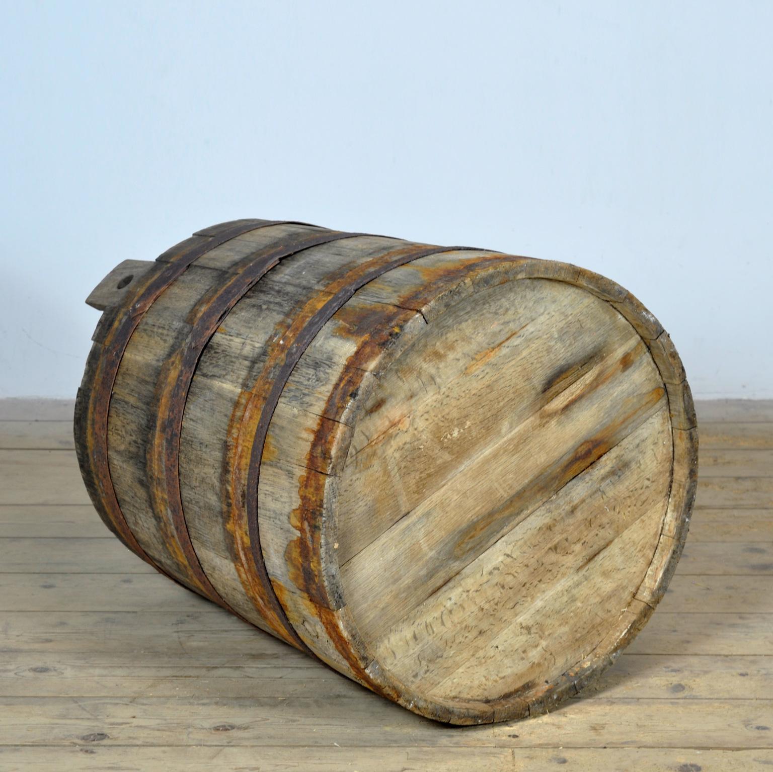 Wrought Iron Oak barrel/planter, circa 1920 For Sale