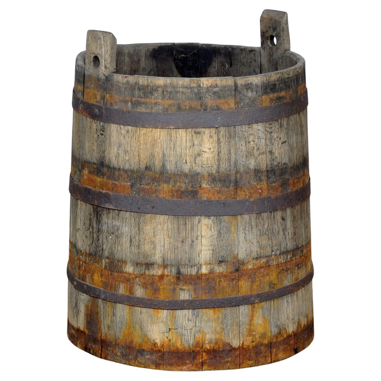 Oak barrel/planter, circa 1920 For Sale