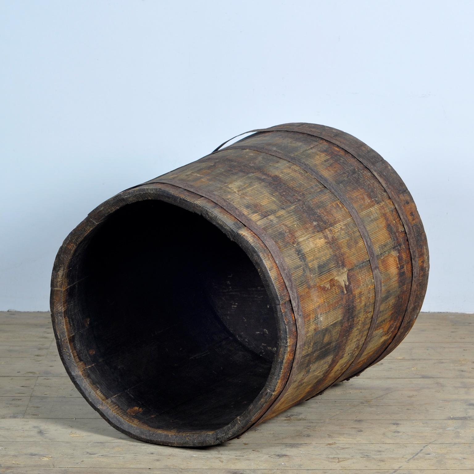 Iron Oak Barrel/Planter, Circa 1920's For Sale