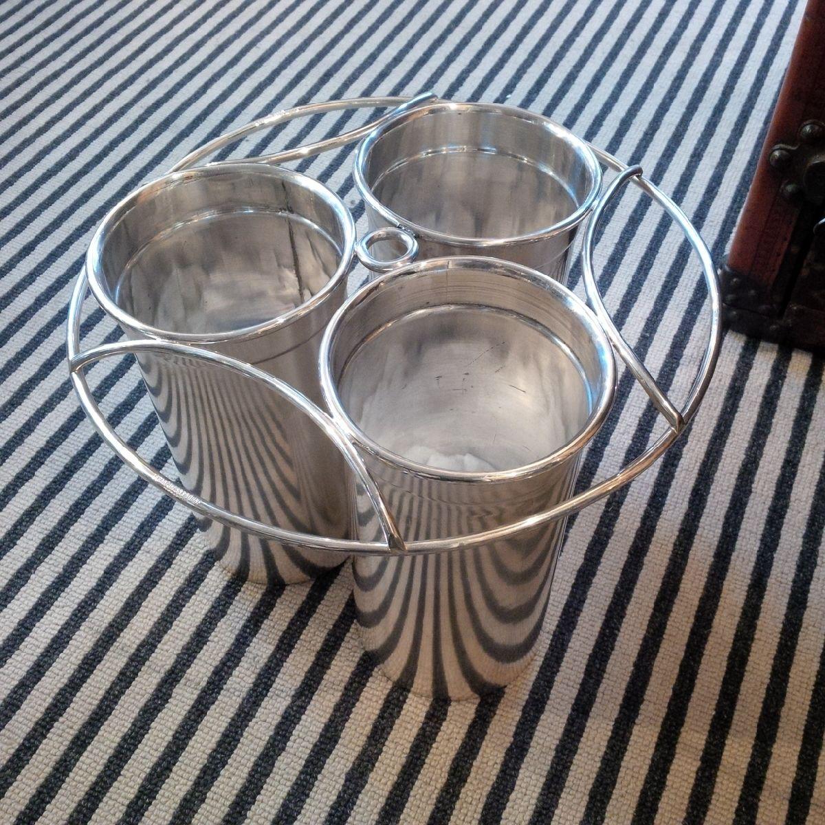 Polished Oak Barrel Triple Champagne Chiller by Franz Hiess & Söhne of Vienna, 1920s