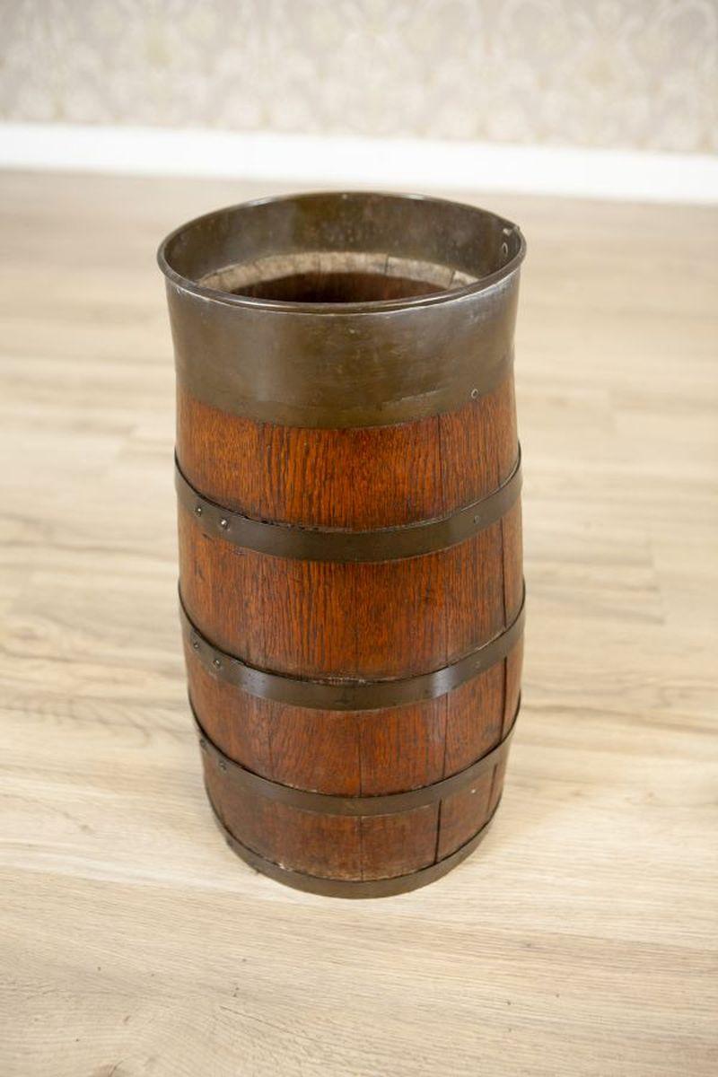 Belgian Oak Barrel Umbrella Stand From the Early 20th Century
