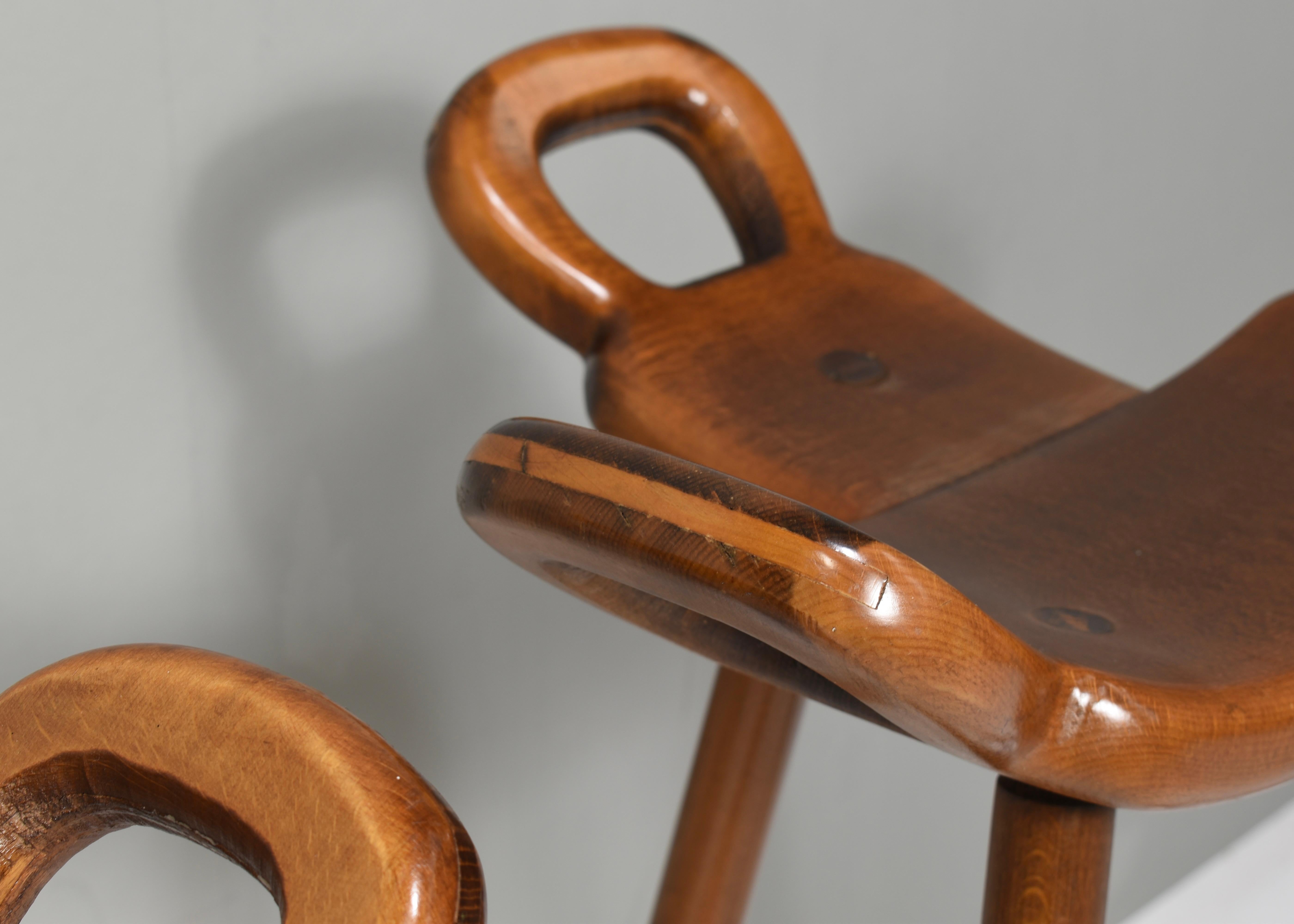 Tabourets de bar en Oak dans le style de Sergio Rodrigues, Espagne / Brésil - années 1970 en vente 7