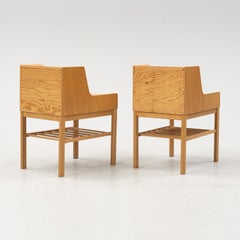 Pair of Vintage Mid-Century Modern Oak Bedside Tables, Sweden, 1960