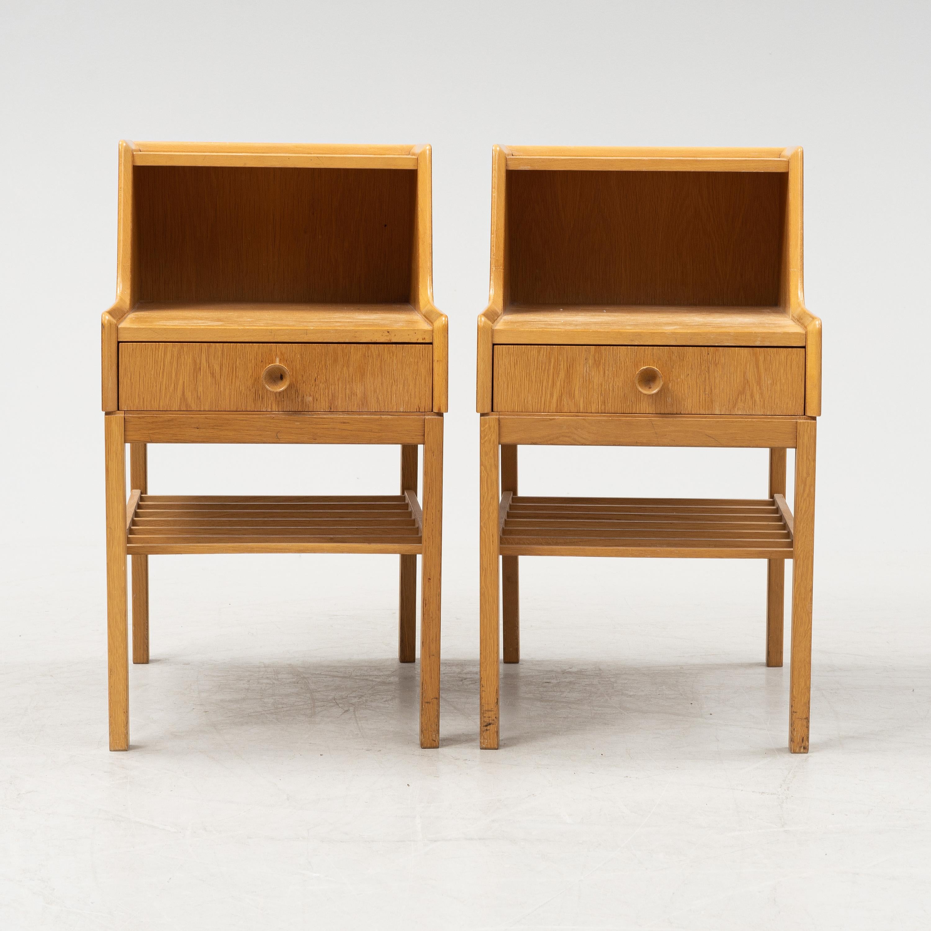 Swedish Oak Bedside Table a Pair Anonymous, Sweden, 1960 For Sale