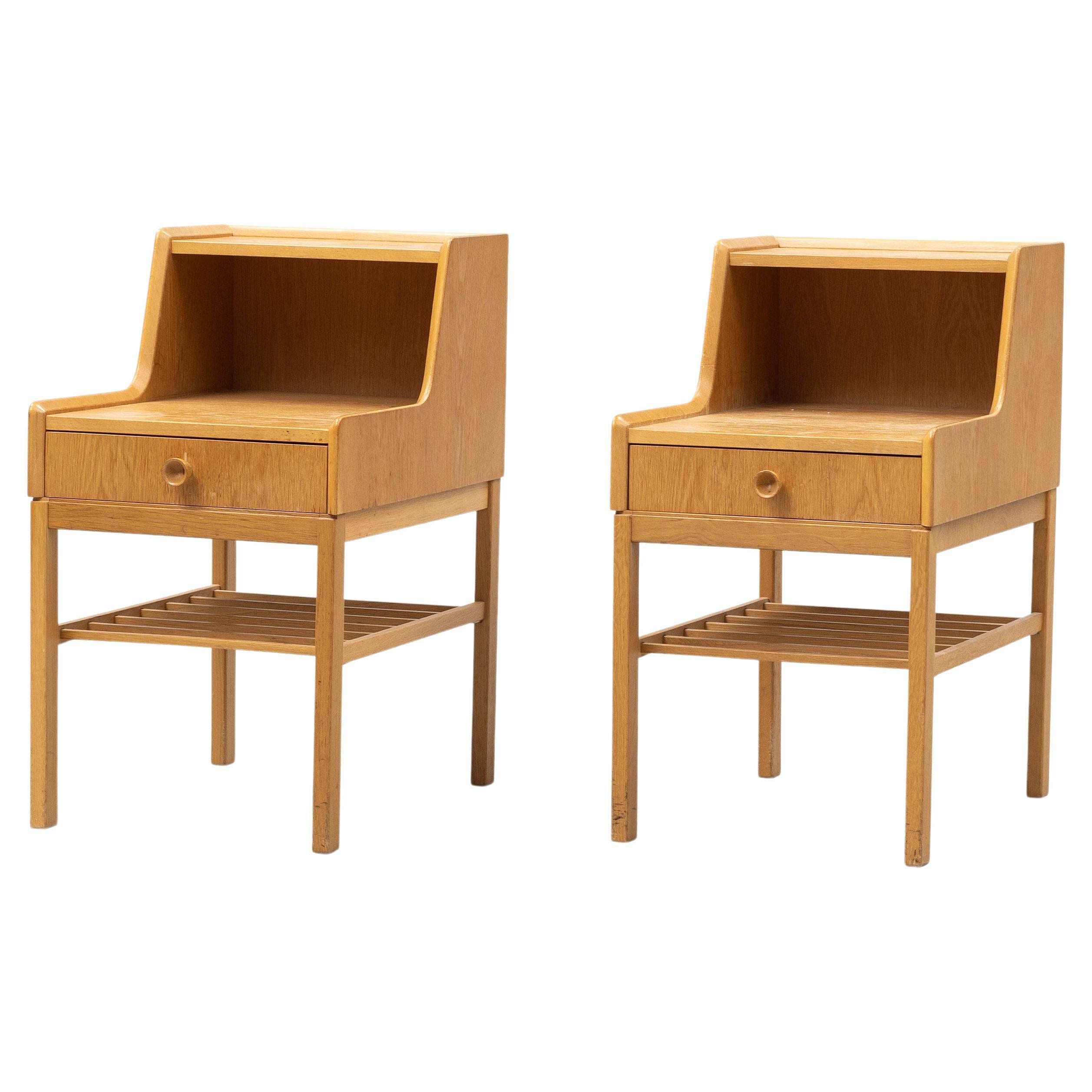 Oak Bedside Table a Pair Anonymous, Sweden, 1960 For Sale