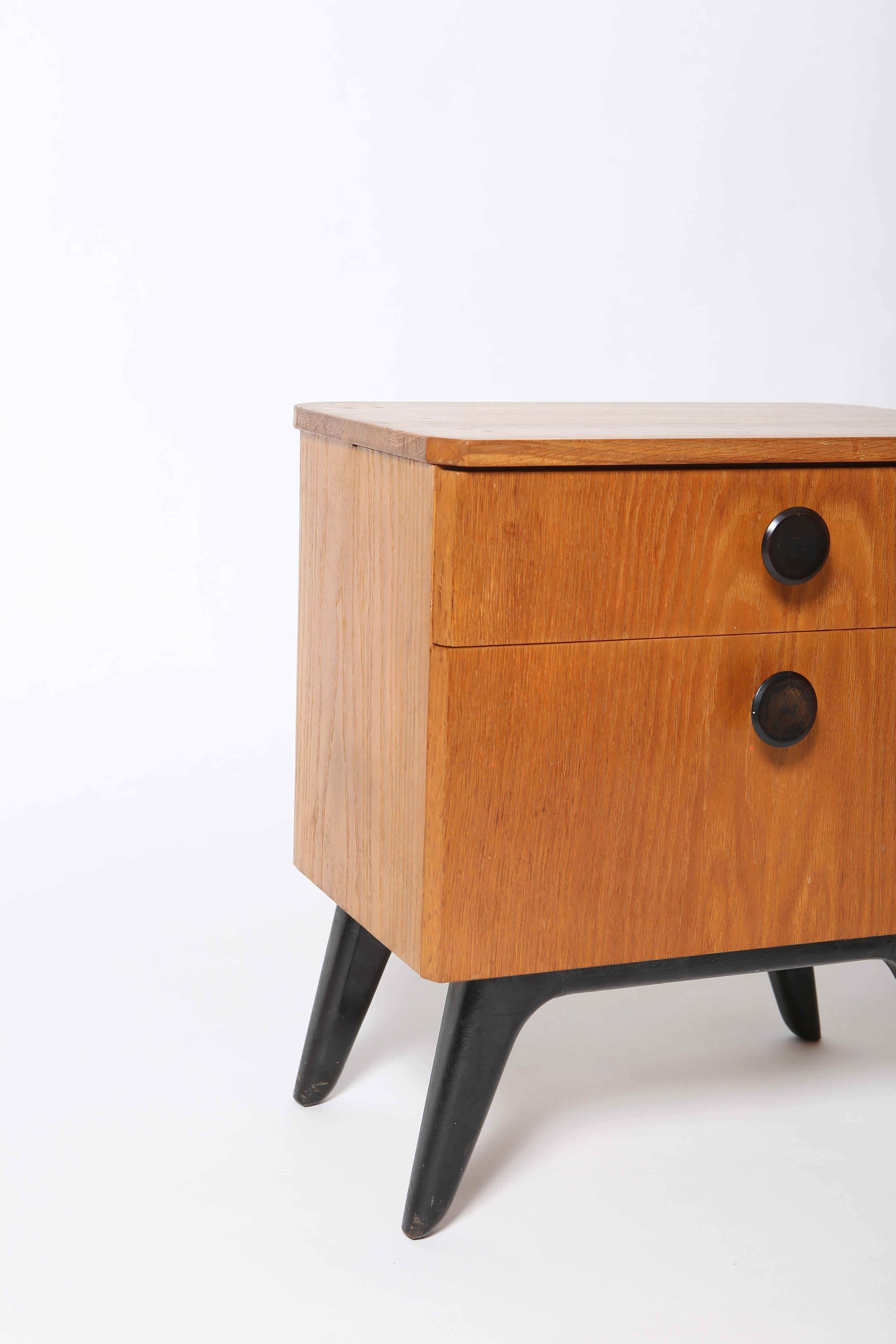 Mid Century Czech Modernist side tables by Jindrich Halabala In Good Condition In Portland, OR