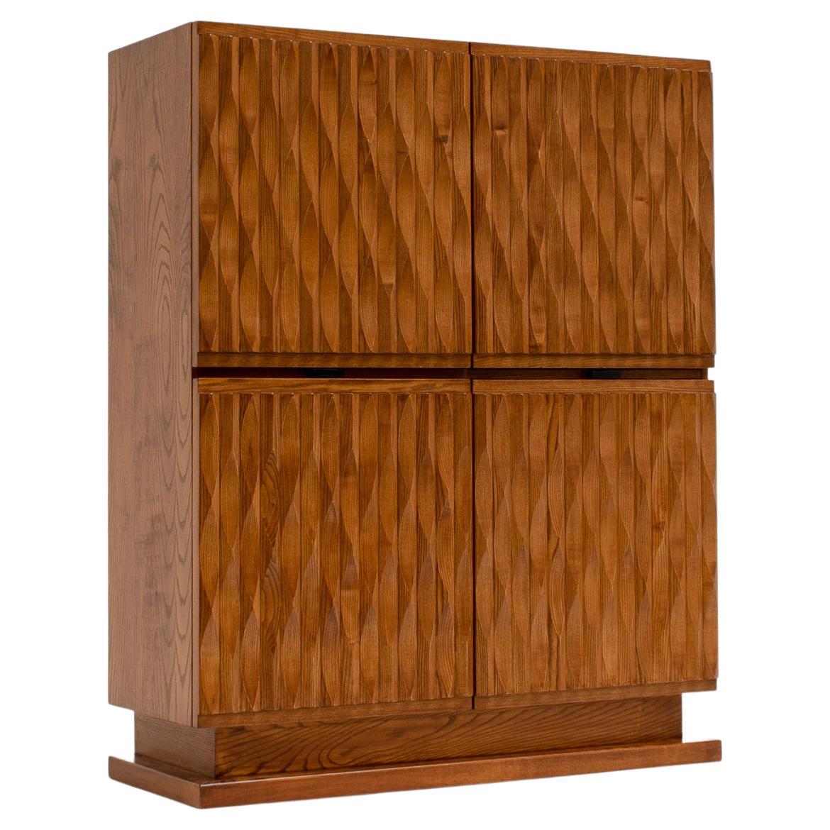 Oak Belgian Brutalist Bar Cabinet, 1970s, Belgium