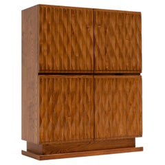 Oak Belgian Brutalist Bar Cabinet, 1970s, Belgium