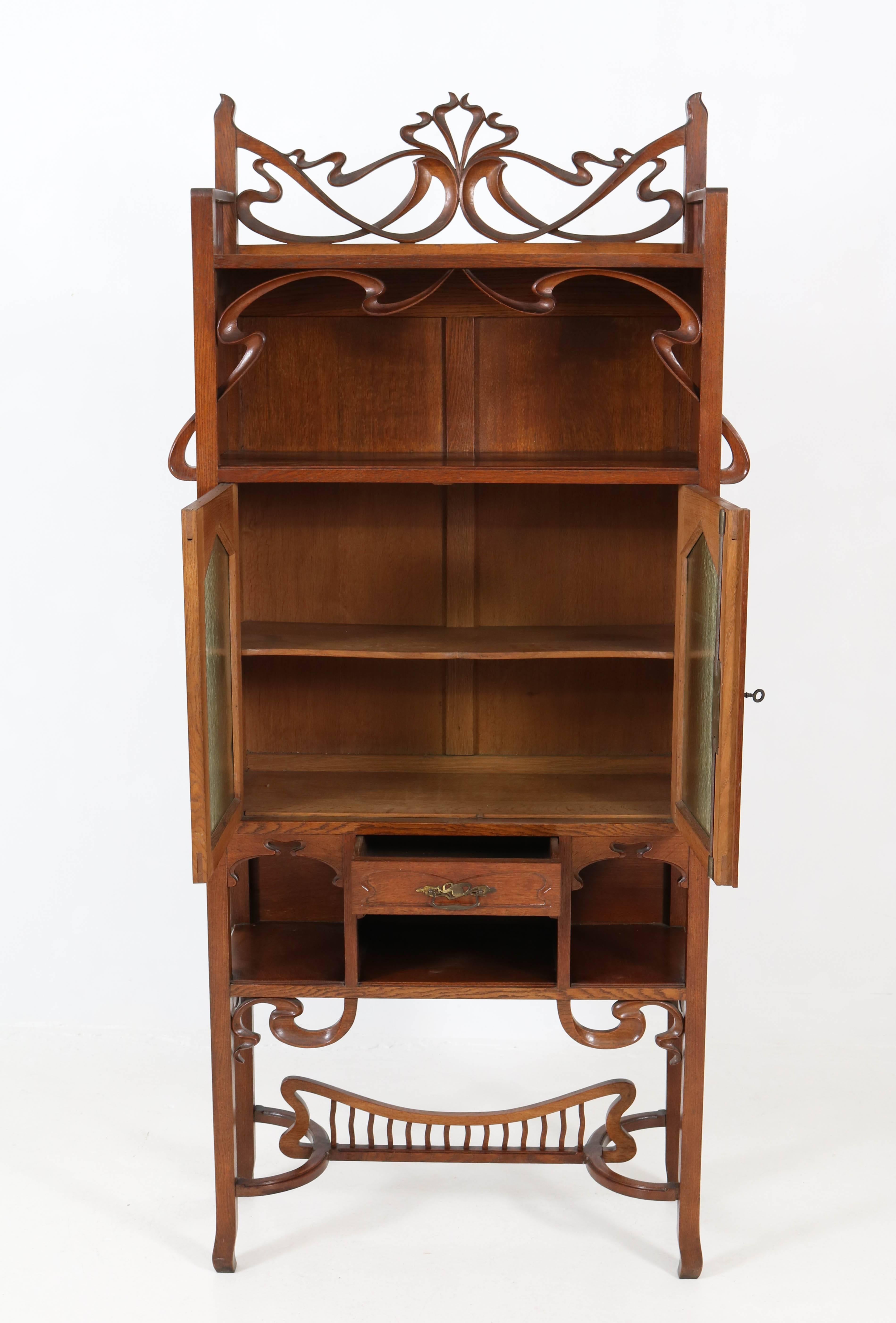 Oak Belgium Art Nouveau Horta Style Cabinet or Buffet, 1900s 6