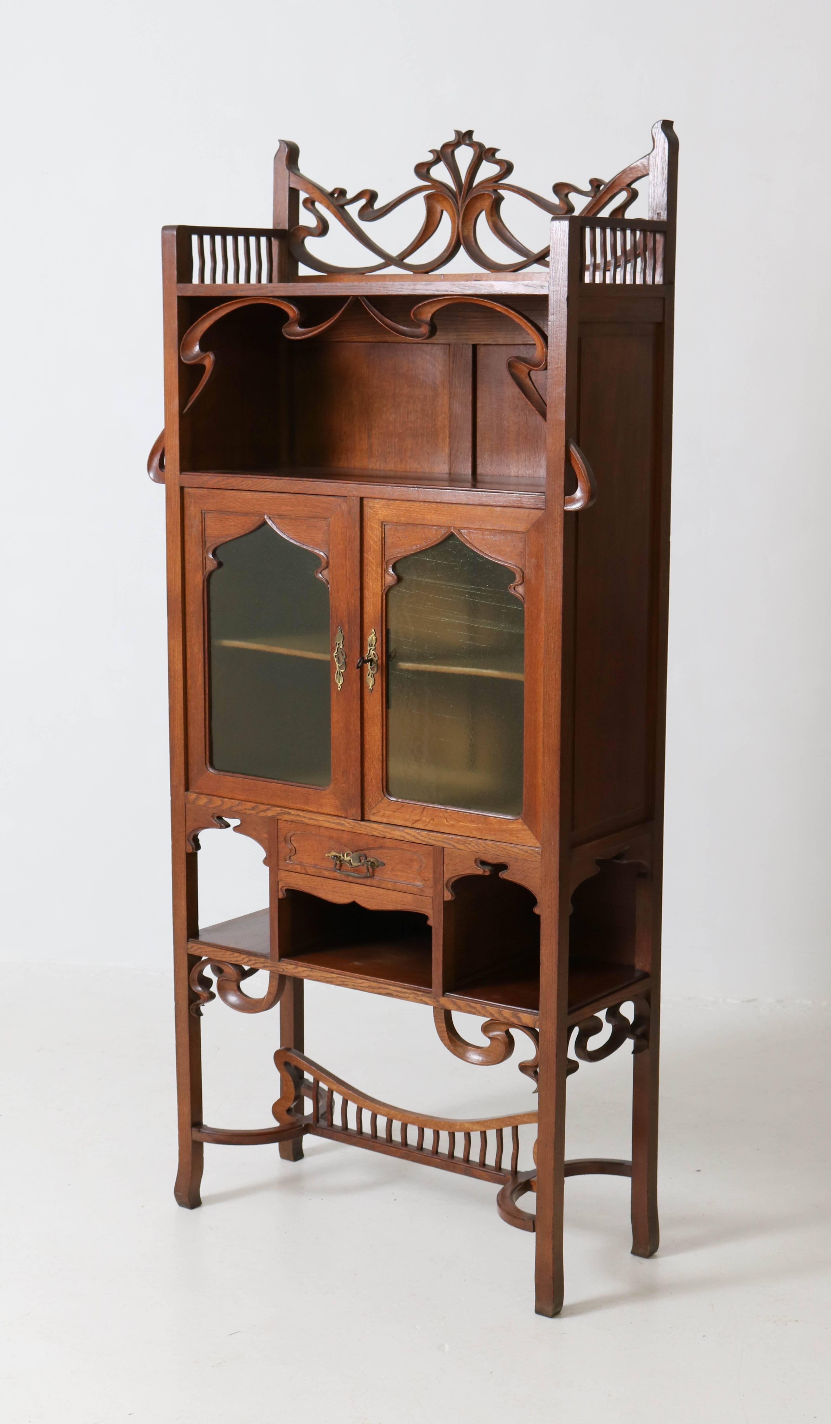 Oak Belgium Art Nouveau Horta Style Cabinet or Buffet, 1900s 8