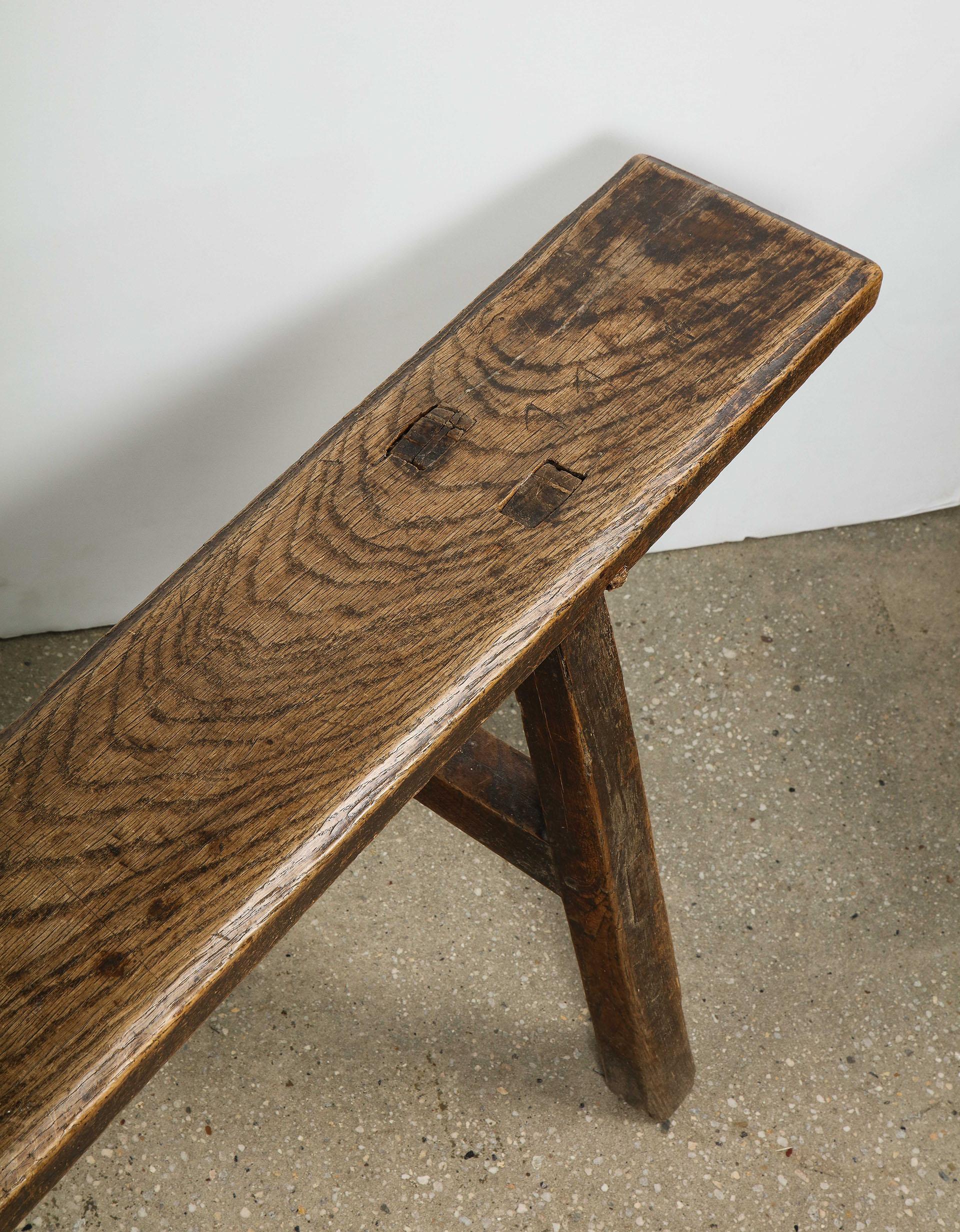 Quirky Welsh 18th Century Oak Bench For Sale 4